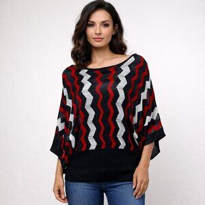 Juliana Collection Women's Top Chevron Zig Zag Pattern Size Small 3/4 Sleeve